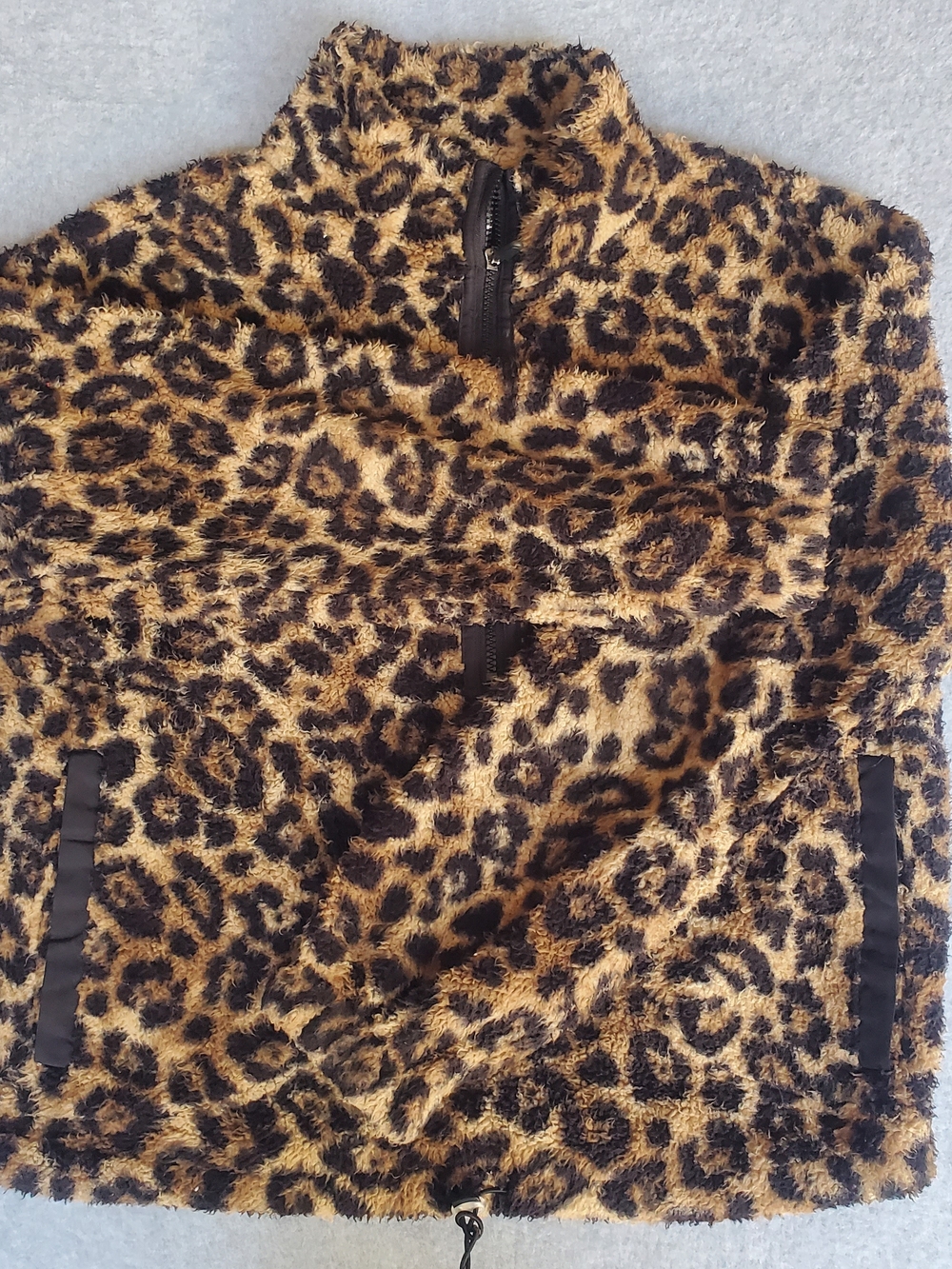 No Boundaries Leopard Print Sherpa Jacket - Brown/Black